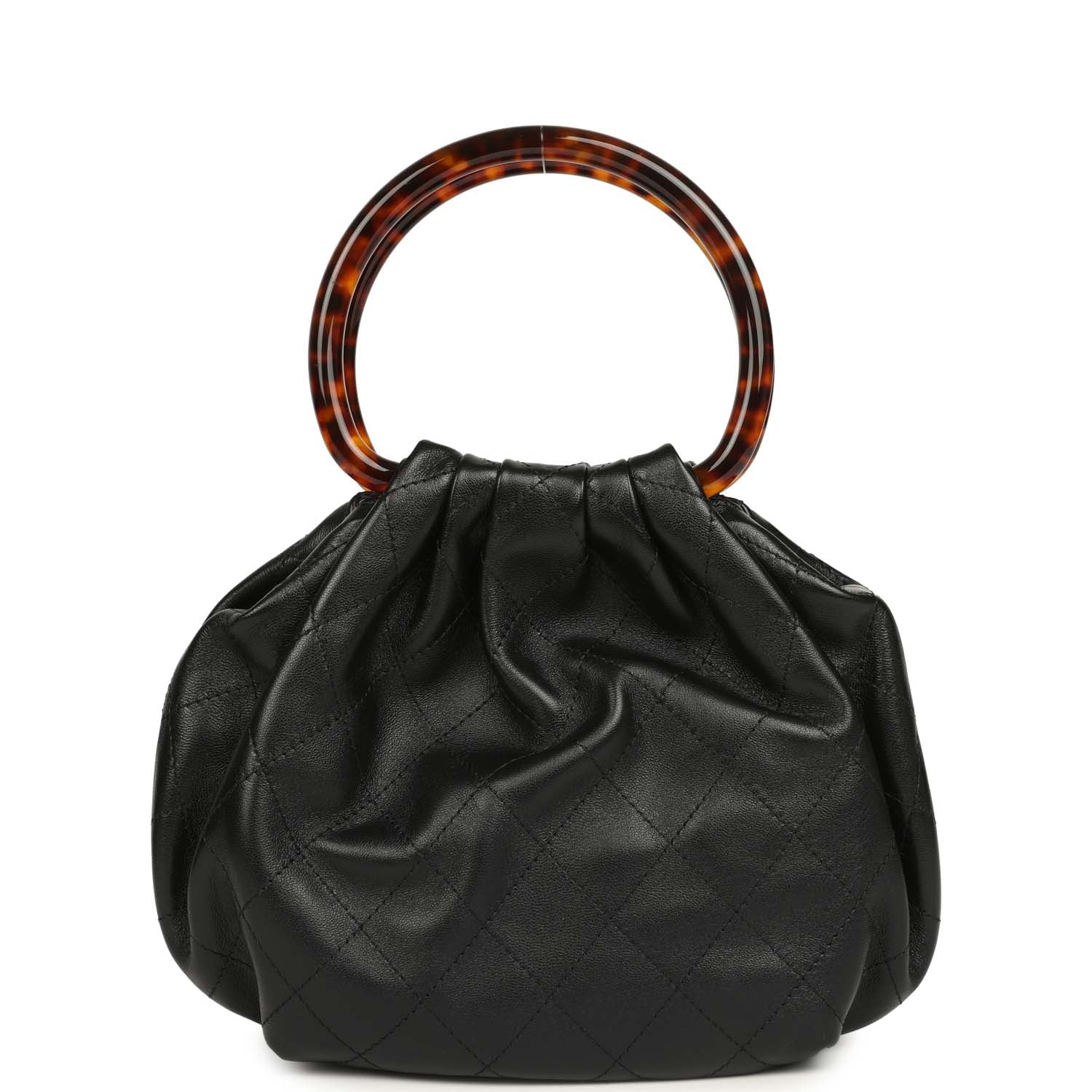 Small Pouch Black Shiny Lambskin Tortoiseshell Hardware
