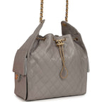 Medium 25 Hobo Bag Dark Grey Caviar Antique Gold Hardware