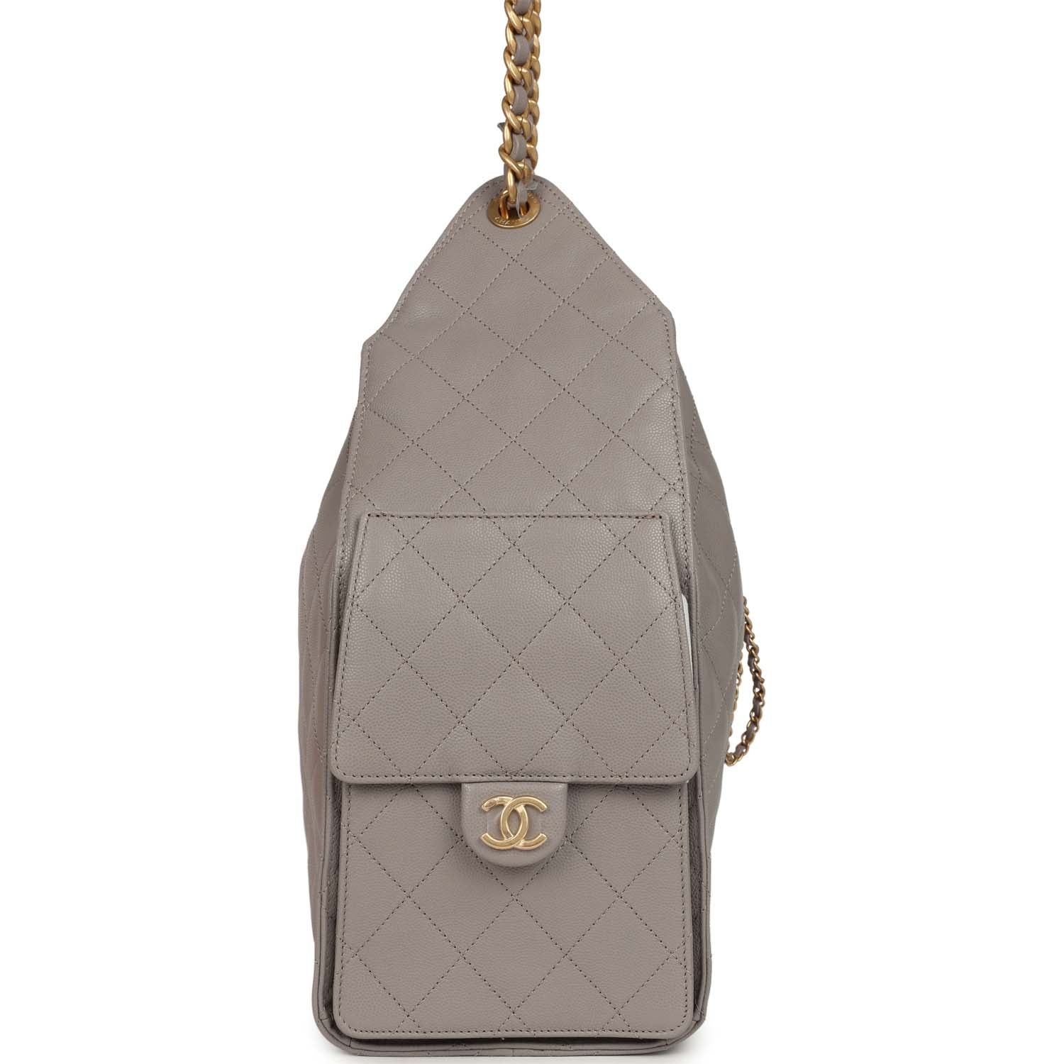 Medium 25 Hobo Bag Dark Grey Caviar Antique Gold Hardware