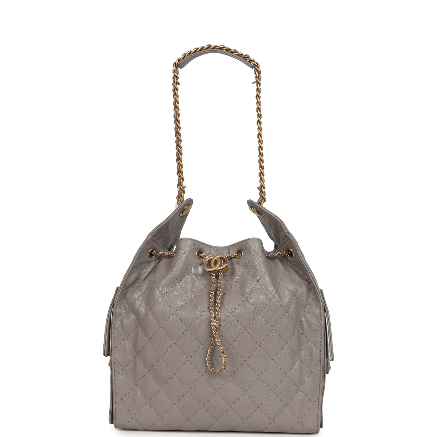 Medium 25 Hobo Bag Dark Grey Caviar Antique Gold Hardware
