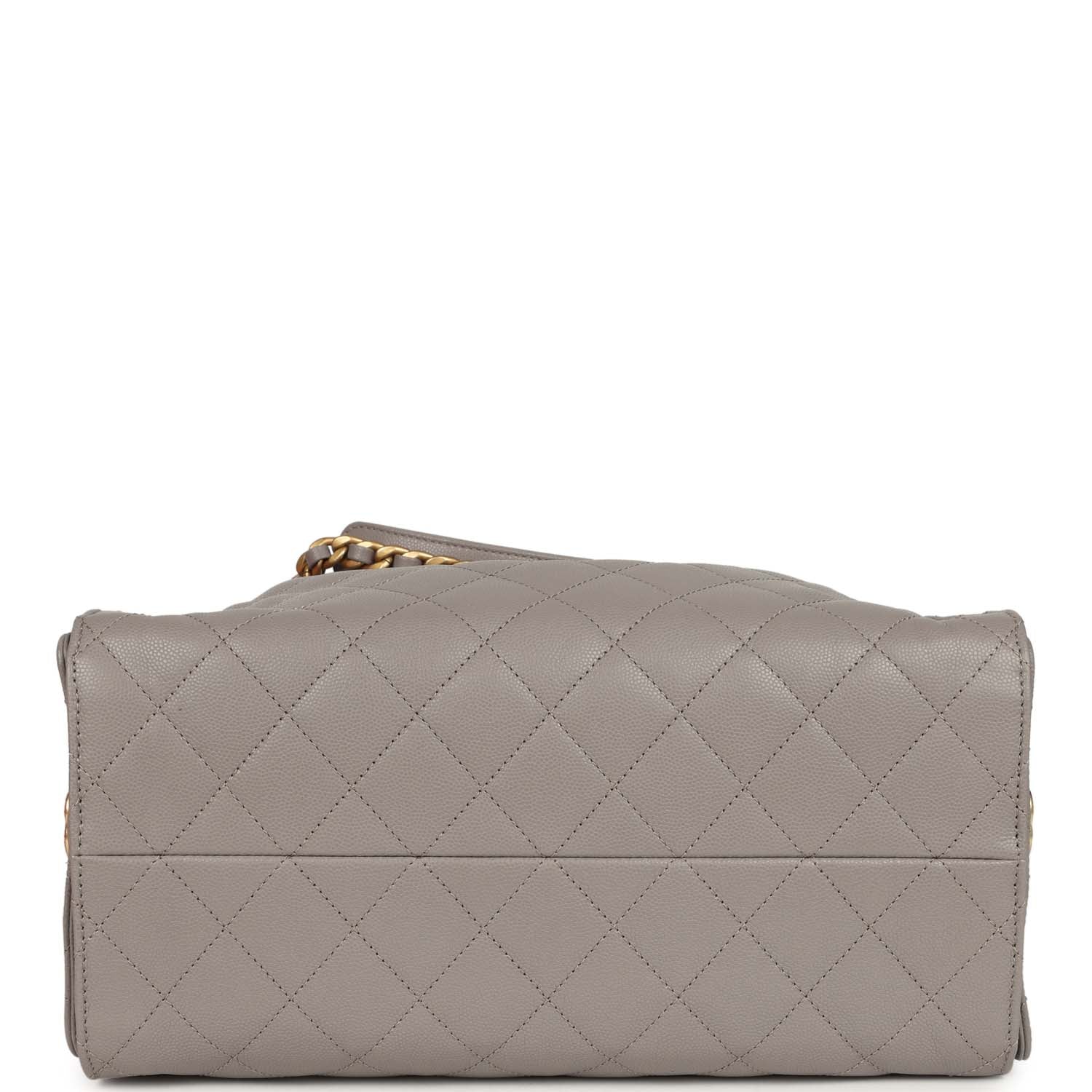 Medium 25 Hobo Bag Dark Grey Caviar Antique Gold Hardware