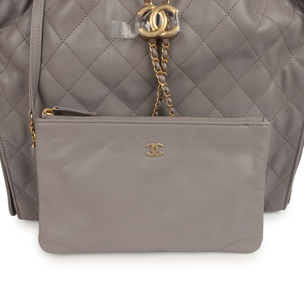 Medium 25 Hobo Bag Dark Grey Caviar Antique Gold Hardware
