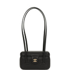 Preppy Coco Long Vanity with Straps Black Shiny Caviar Brushed Gold Hardware