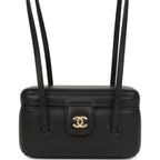 Preppy Coco Long Vanity with Straps Black Shiny Caviar Brushed Gold Hardware