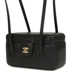 Preppy Coco Long Vanity with Straps Black Shiny Caviar Brushed Gold Hardware