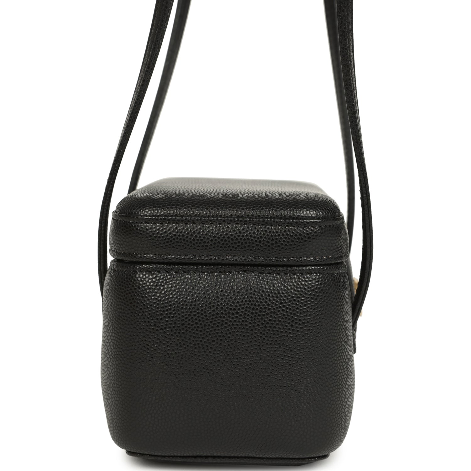 Preppy Coco Long Vanity with Straps Black Shiny Caviar Brushed Gold Hardware