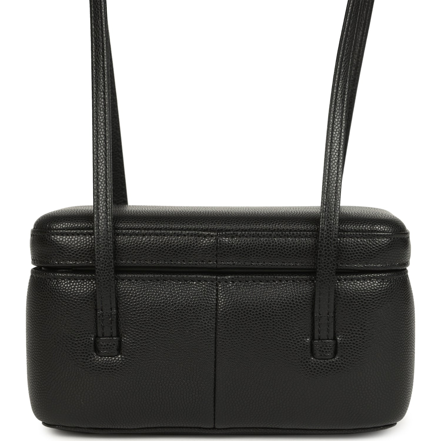 Preppy Coco Long Vanity with Straps Black Shiny Caviar Brushed Gold Hardware
