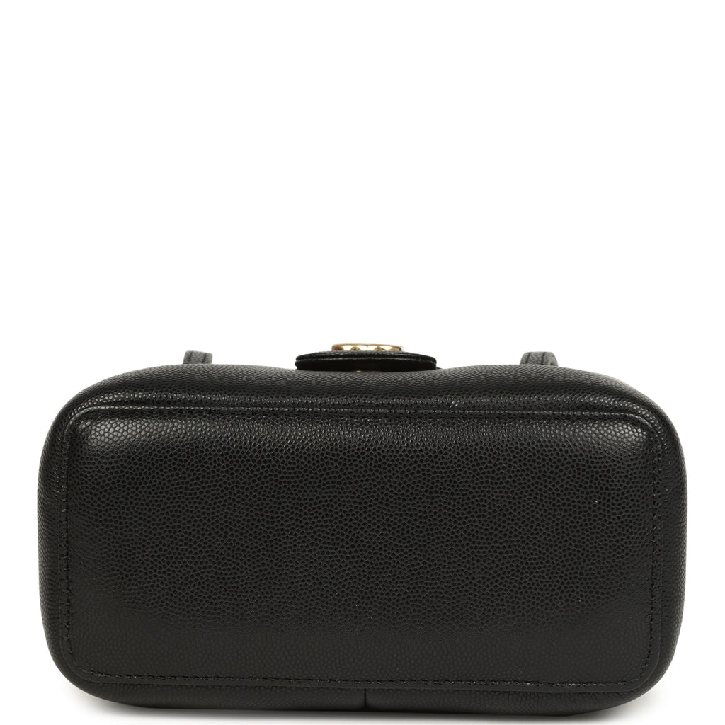 Preppy Coco Long Vanity with Straps Black Shiny Caviar Brushed Gold Hardware