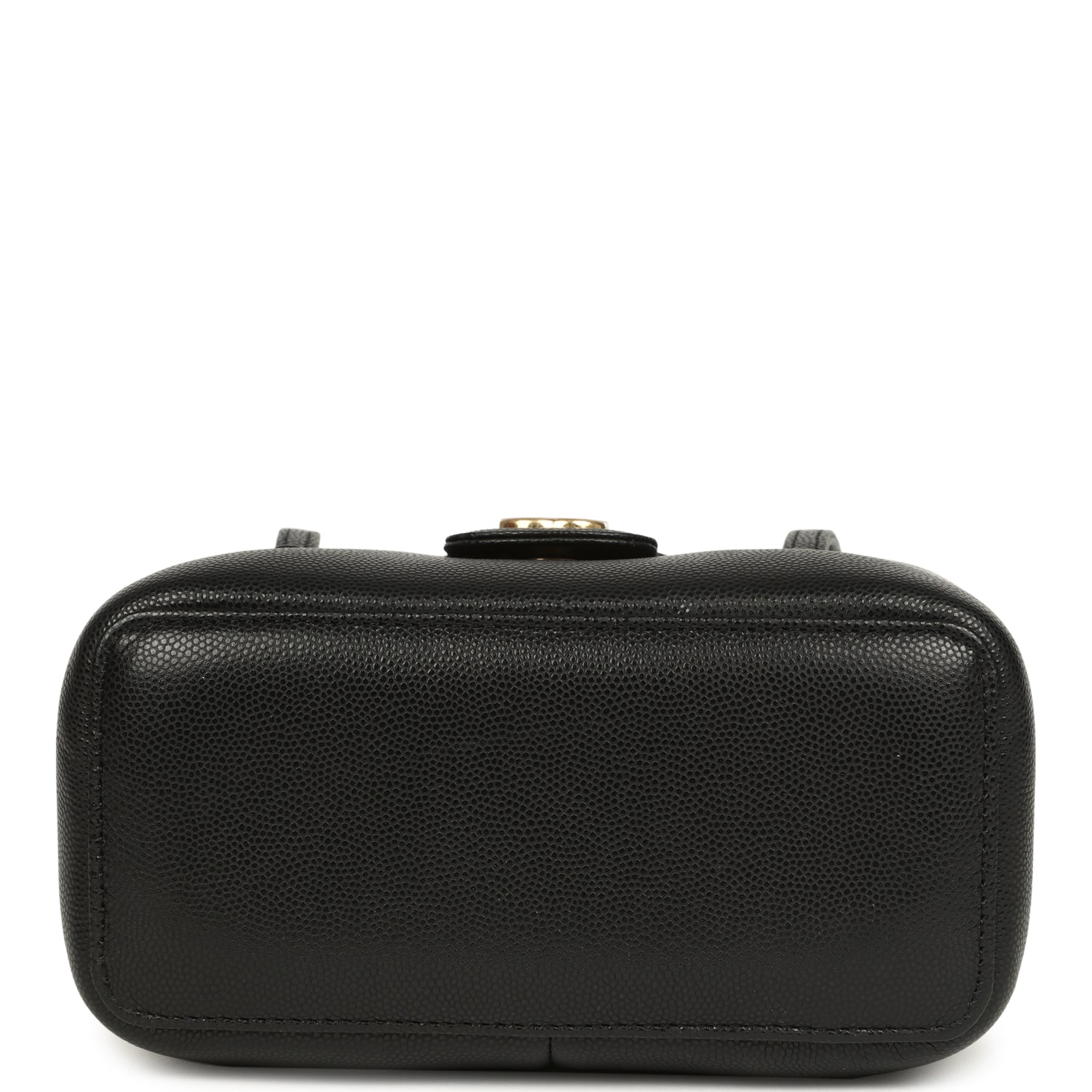 Preppy Coco Long Vanity with Straps Black Shiny Caviar Brushed Gold Hardware