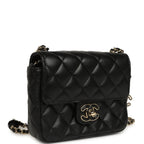 Heart Charms Mini Square Flap Bag Black Lambskin Enamel Light Gold Hardware