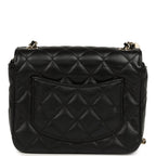 Heart Charms Mini Square Flap Bag Black Lambskin Enamel Light Gold Hardware