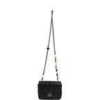Heart Charms Mini Square Flap Bag Black Lambskin Enamel Light Gold Hardware