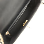 Heart Charms Mini Square Flap Bag Black Lambskin Enamel Light Gold Hardware