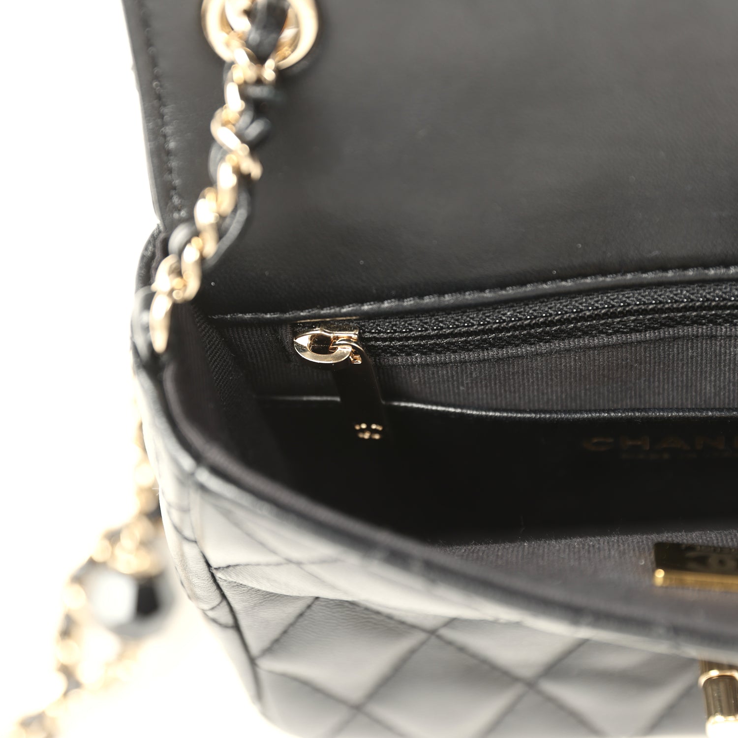 Heart Charms Mini Square Flap Bag Black Lambskin Enamel Light Gold Hardware