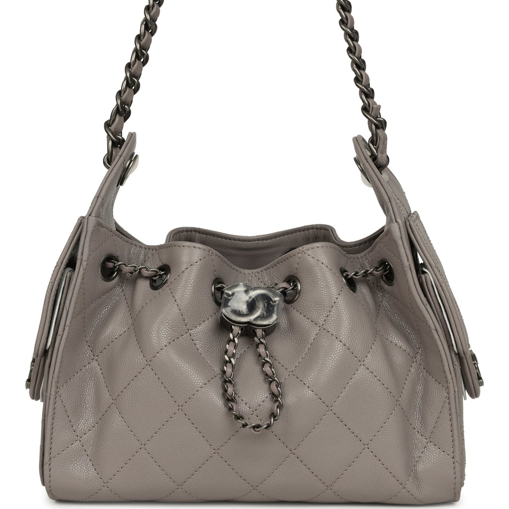 Mini 25 Hobo Bag Dark Grey Caviar Aged Ruthenium Hardware