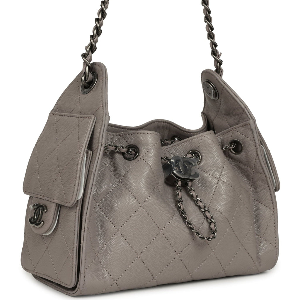 Mini 25 Hobo Bag Dark Grey Caviar Aged Ruthenium Hardware