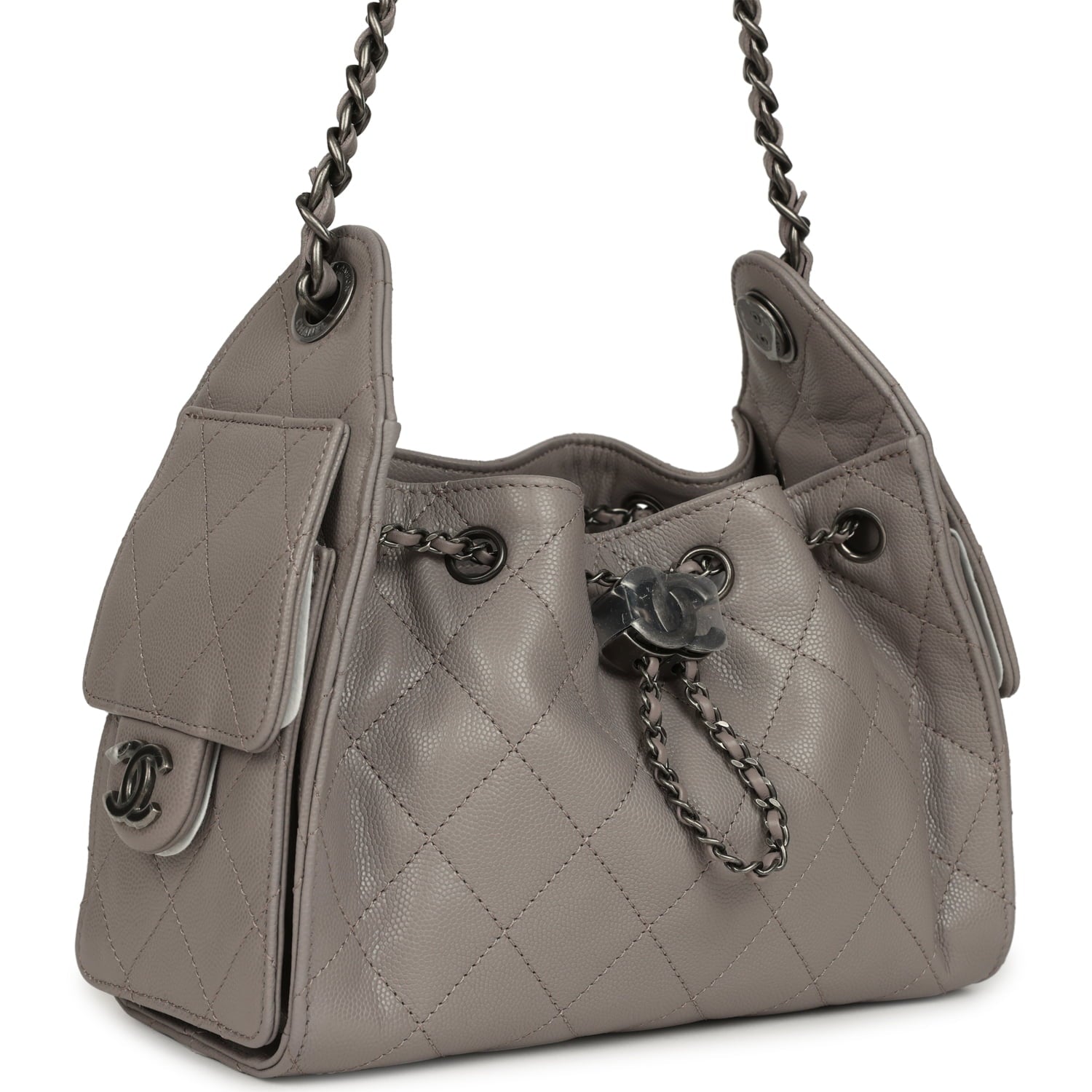 Mini 25 Hobo Bag Dark Grey Caviar Aged Ruthenium Hardware