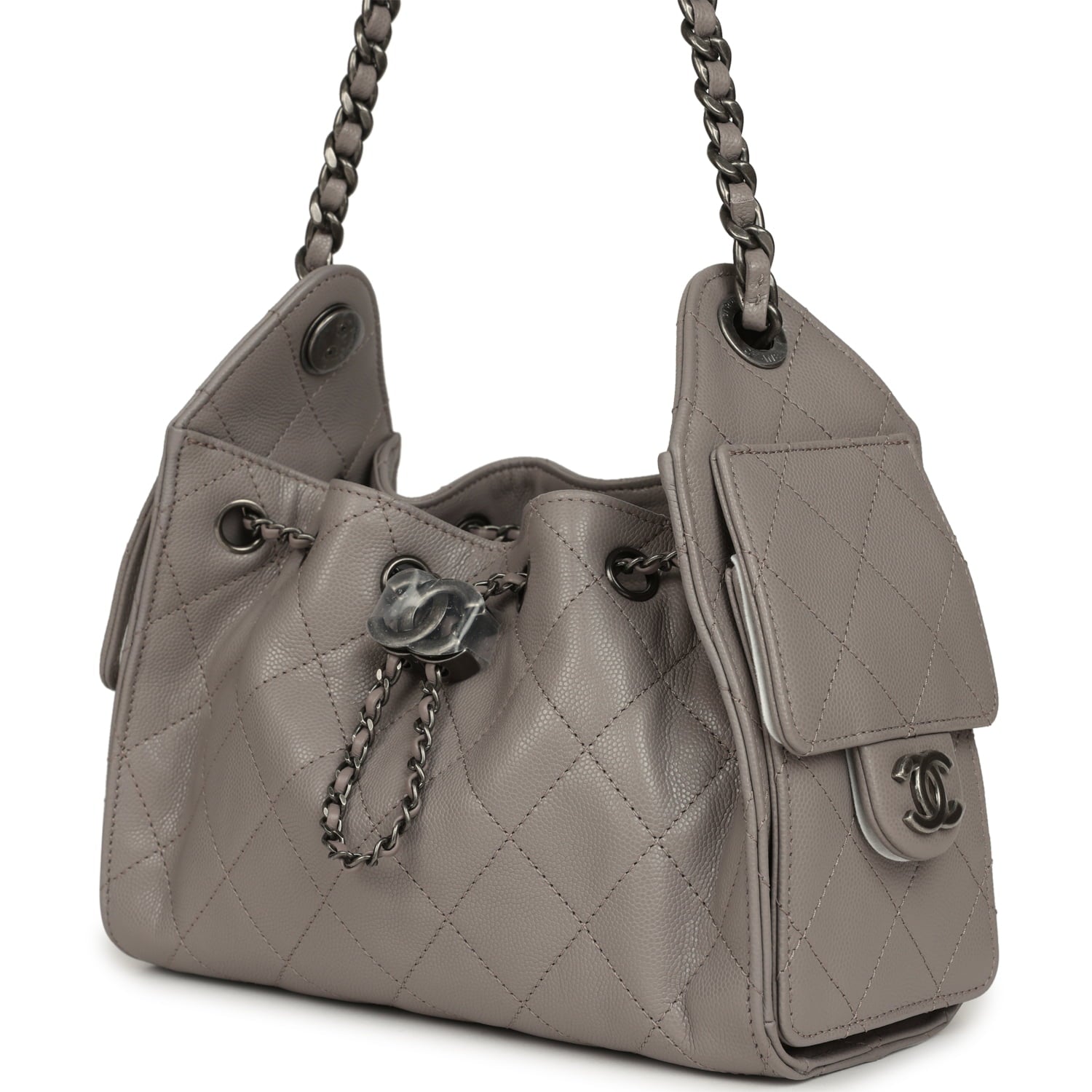 Mini 25 Hobo Bag Dark Grey Caviar Aged Ruthenium Hardware