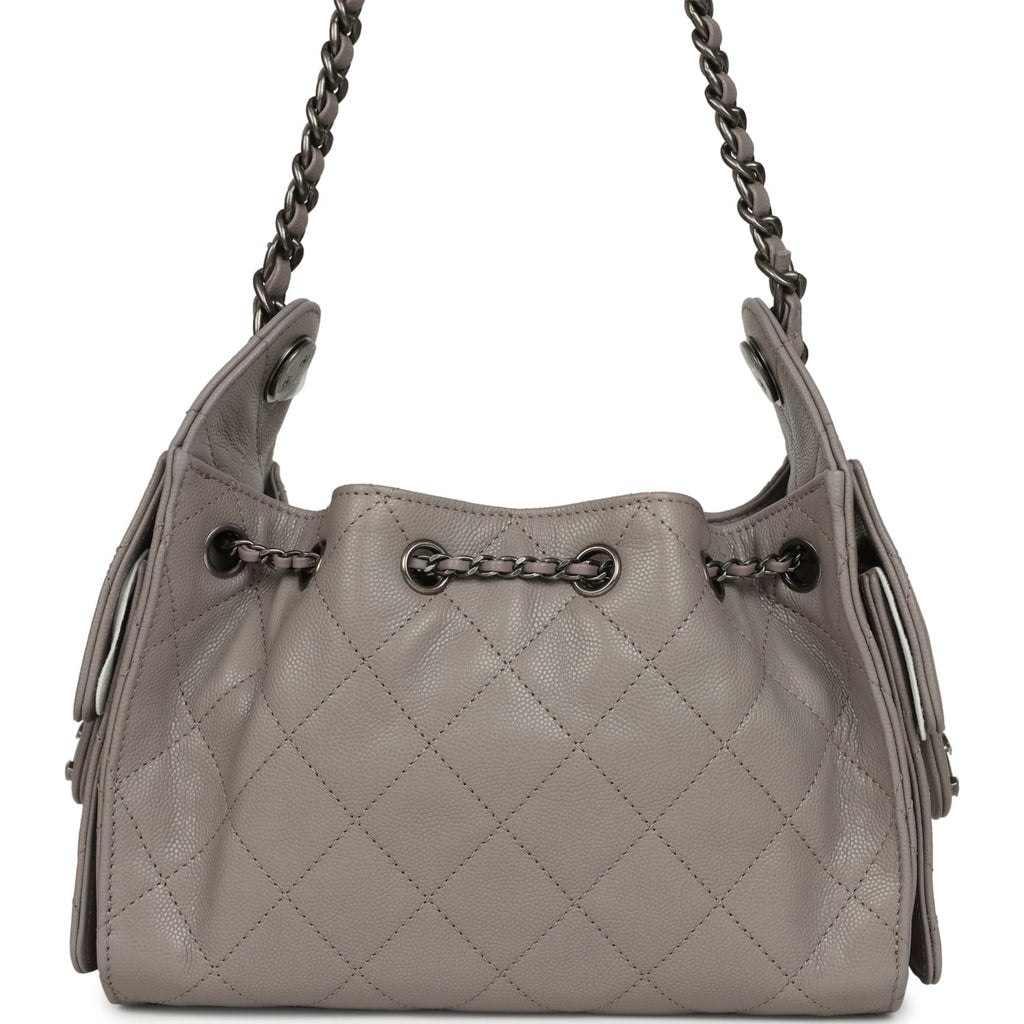 Mini 25 Hobo Bag Dark Grey Caviar Aged Ruthenium Hardware