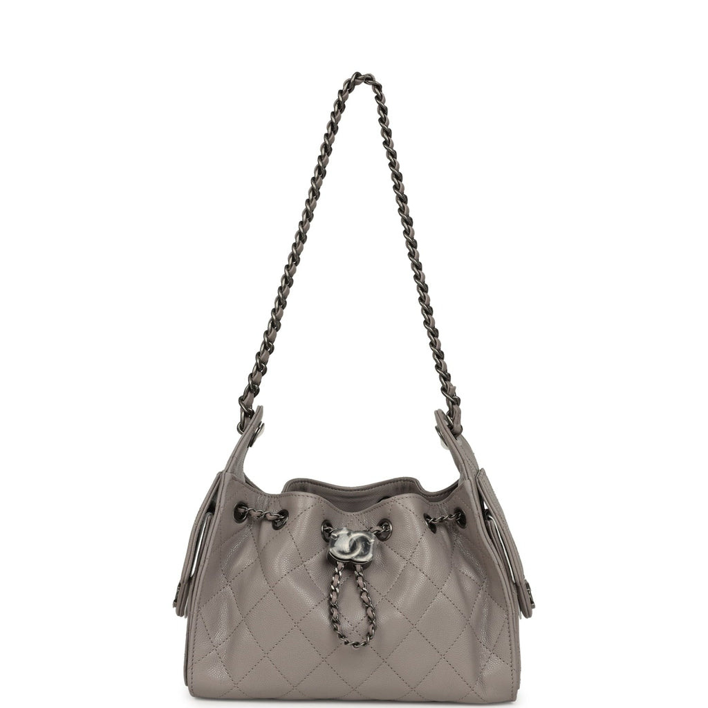 Mini 25 Hobo Bag Dark Grey Caviar Aged Ruthenium Hardware
