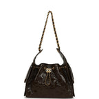 Small 25 Hobo Bag Khaki Shiny Aged Crumpled Calfskin Antique Gold Hardware