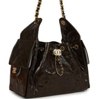 Small 25 Hobo Bag Khaki Shiny Aged Crumpled Calfskin Antique Gold Hardware