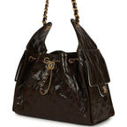 Small 25 Hobo Bag Khaki Shiny Aged Crumpled Calfskin Antique Gold Hardware