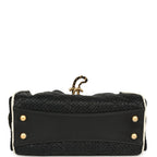 Mini 25 Hobo Bag Black Raffia and White Calfskin Antique Gold Hardware