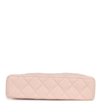 Top Handle Long Vanity Case with Chain Light Pink Shiny Caviar Light Gold Hardware