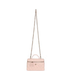 Top Handle Long Vanity Case with Chain Light Pink Shiny Caviar Light Gold Hardware