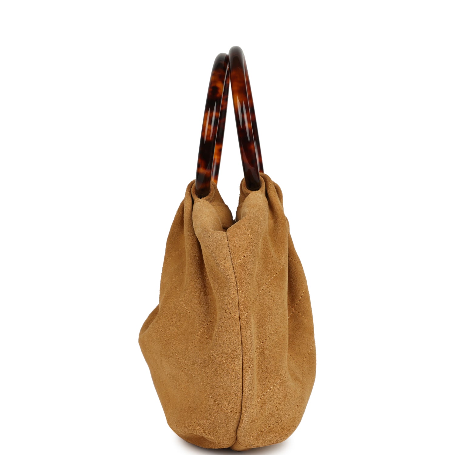 Small Pouch Beige Suede Tortoiseshell Hardware