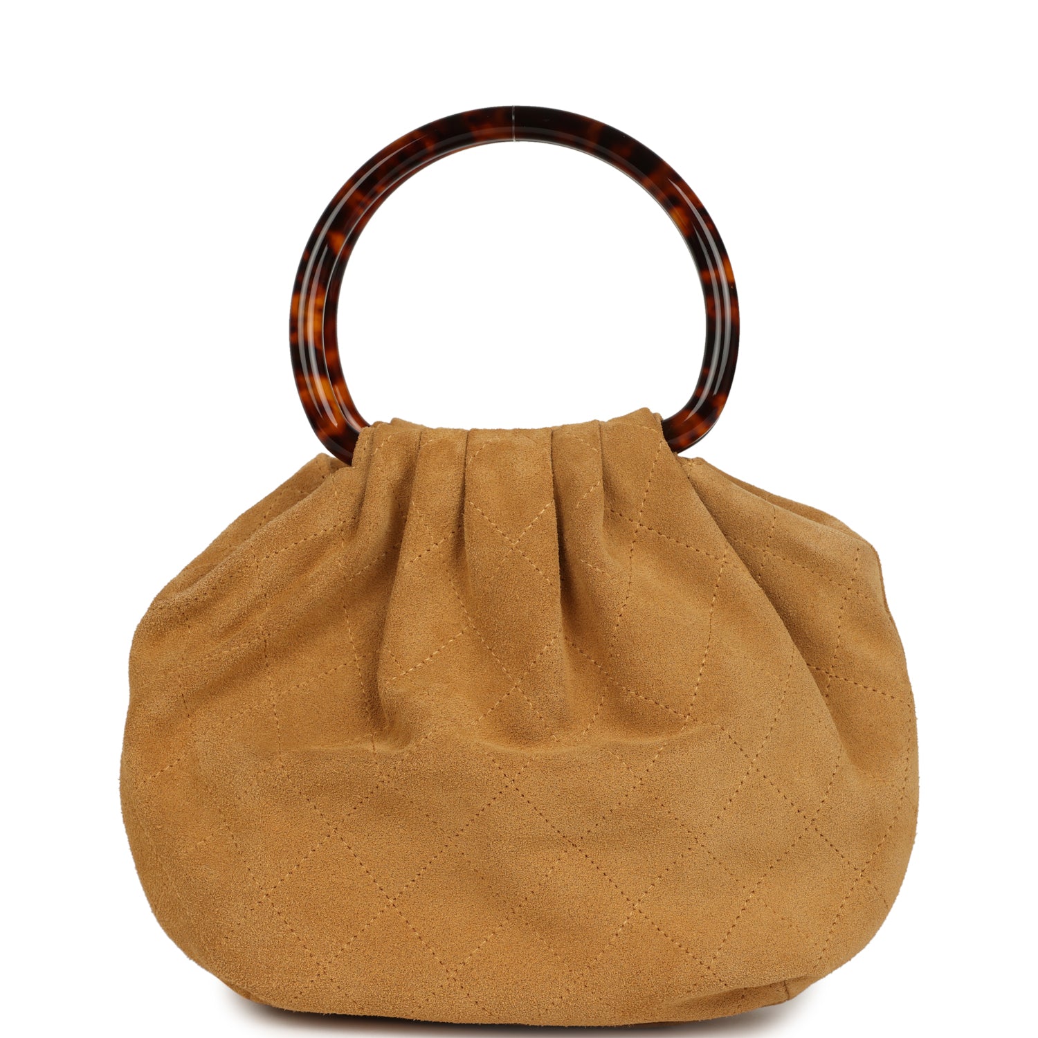 Small Pouch Beige Suede Tortoiseshell Hardware