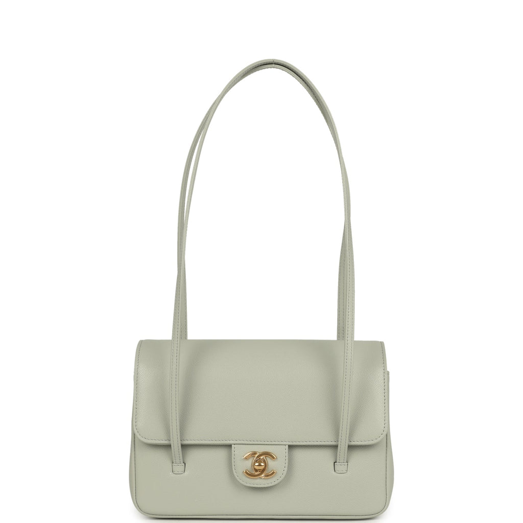Small Preppy Coco Flap Bag Light Green Shiny Caviar Brushed Gold Hardware