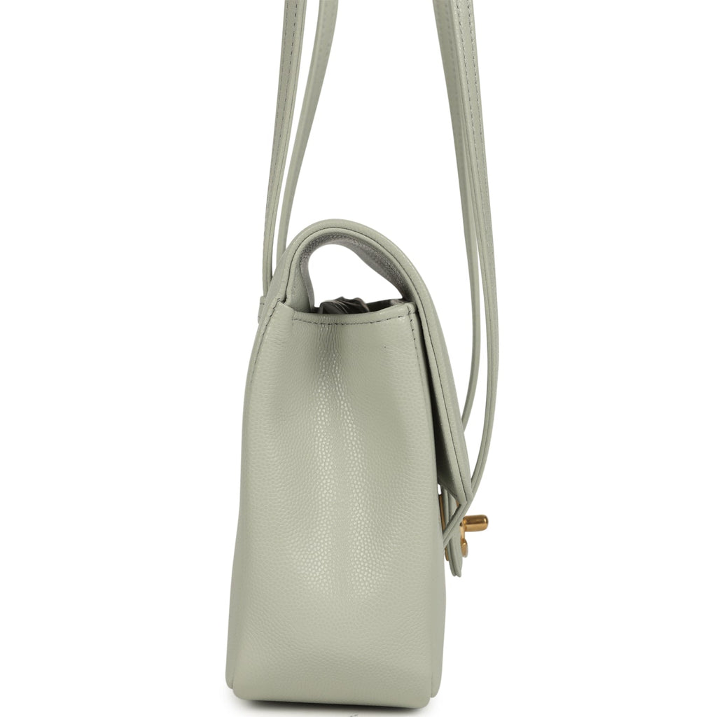 Small Preppy Coco Flap Bag Light Green Shiny Caviar Brushed Gold Hardware