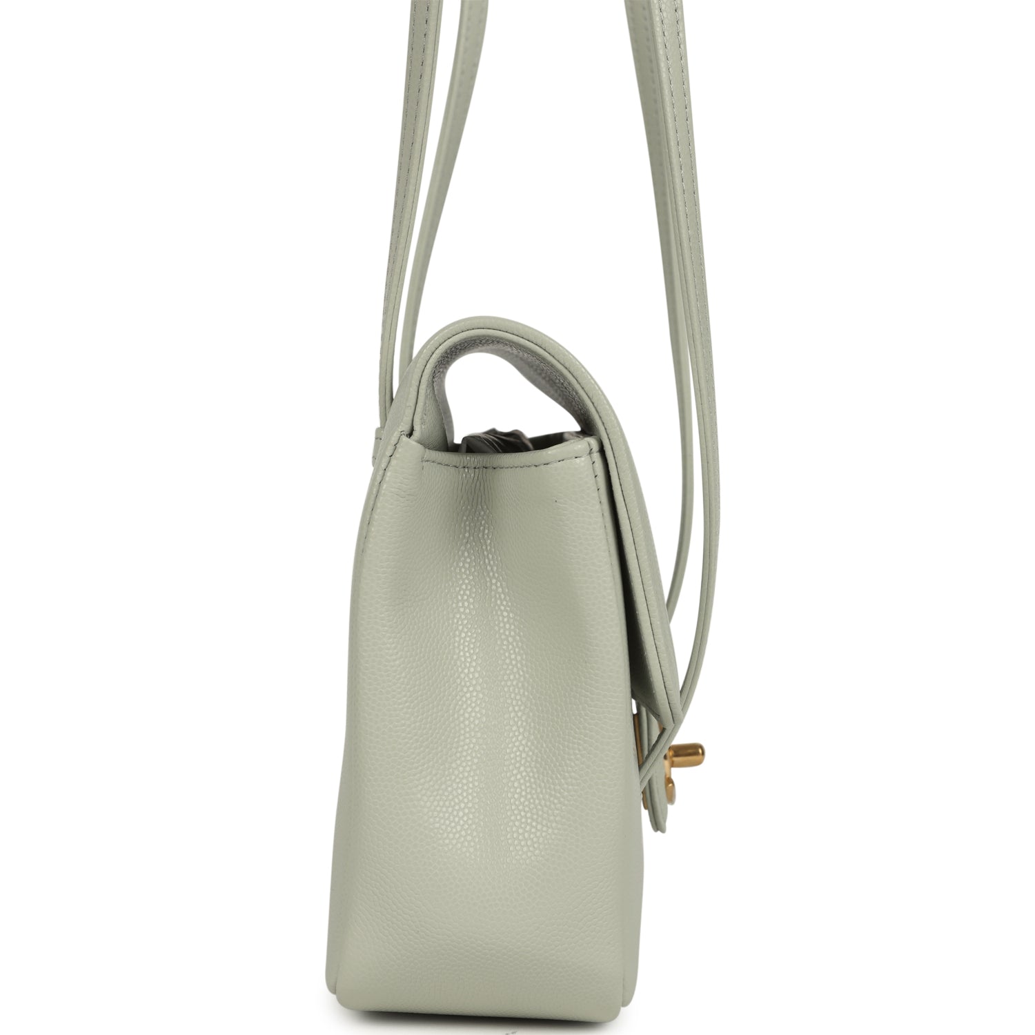 Small Preppy Coco Flap Bag Light Green Shiny Caviar Brushed Gold Hardware