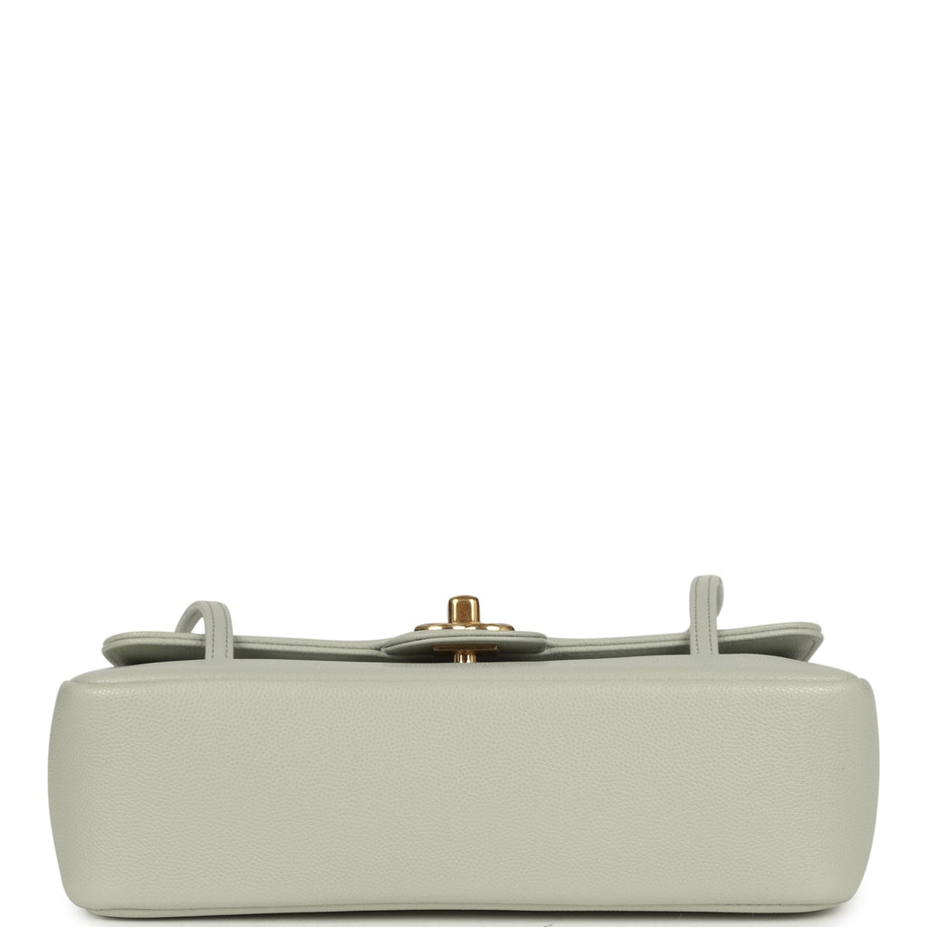 Small Preppy Coco Flap Bag Light Green Shiny Caviar Brushed Gold Hardware