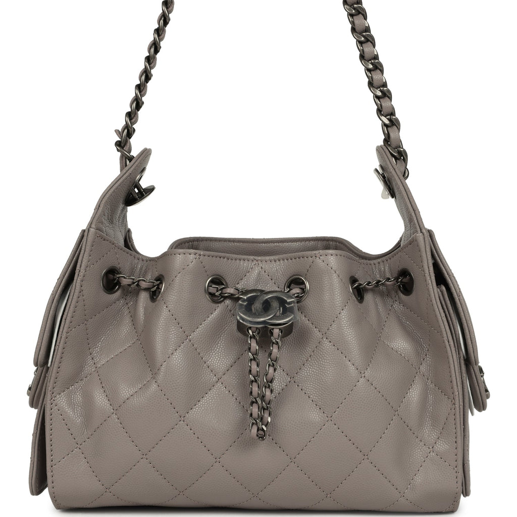 Mini 25 Hobo Bag Dark Grey Caviar Aged Ruthenium Hardware