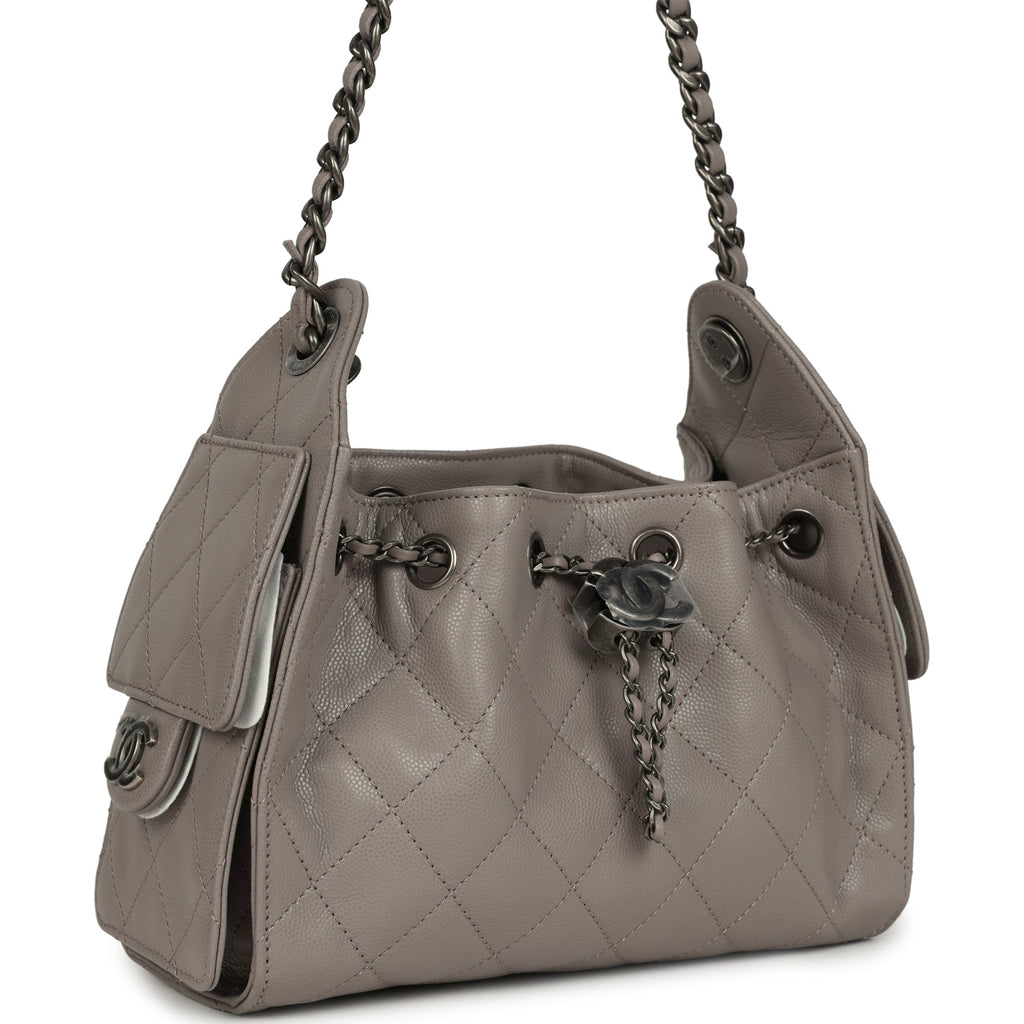 Mini 25 Hobo Bag Dark Grey Caviar Aged Ruthenium Hardware