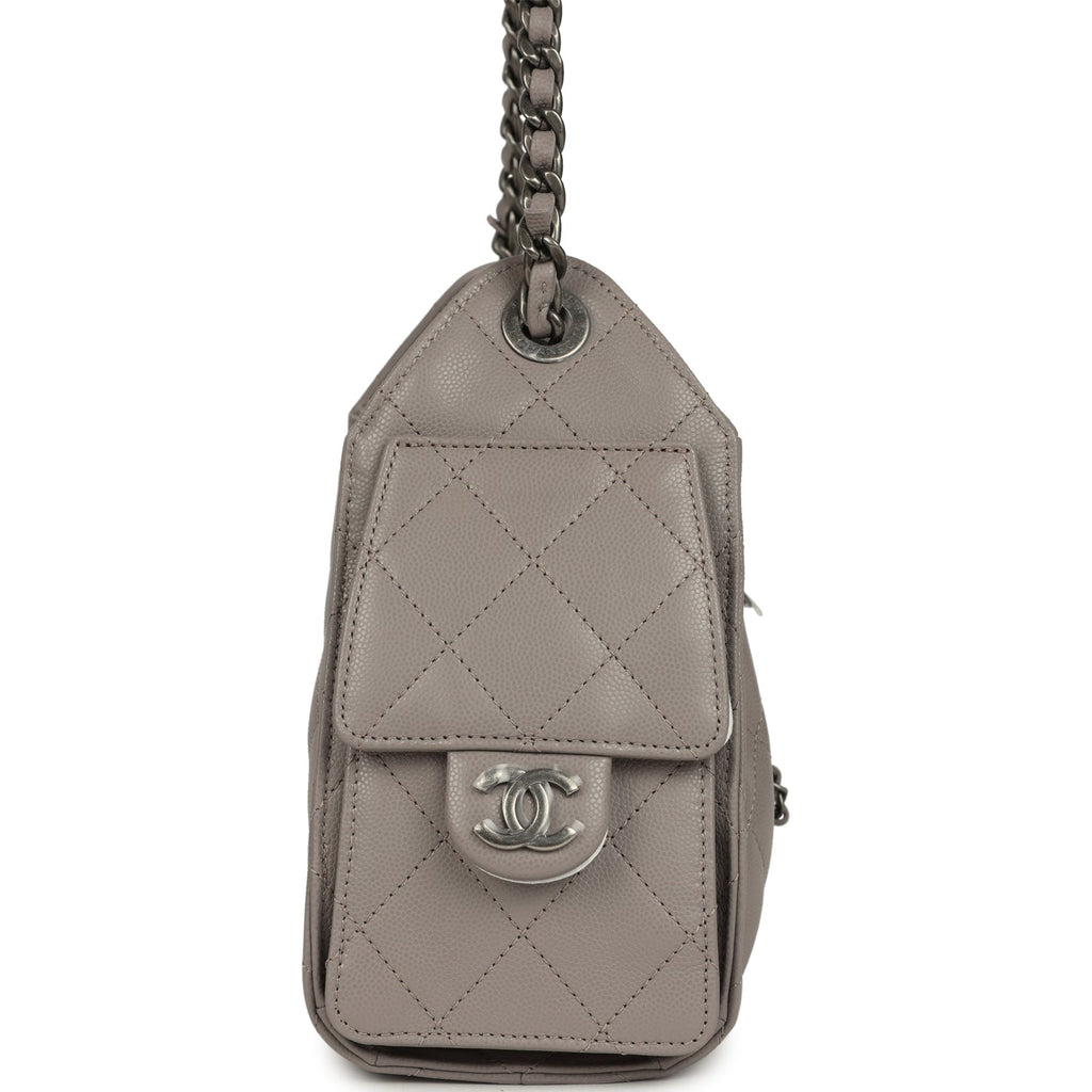 Mini 25 Hobo Bag Dark Grey Caviar Aged Ruthenium Hardware