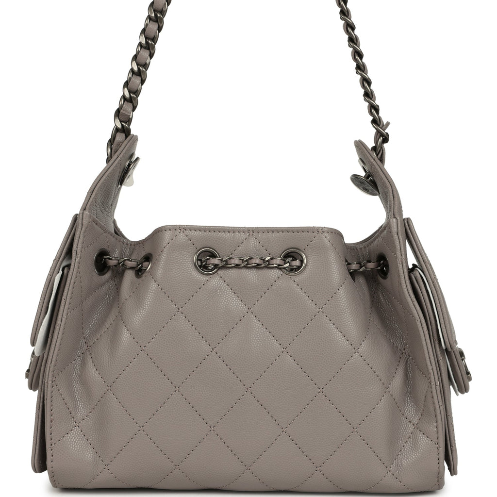 Mini 25 Hobo Bag Dark Grey Caviar Aged Ruthenium Hardware