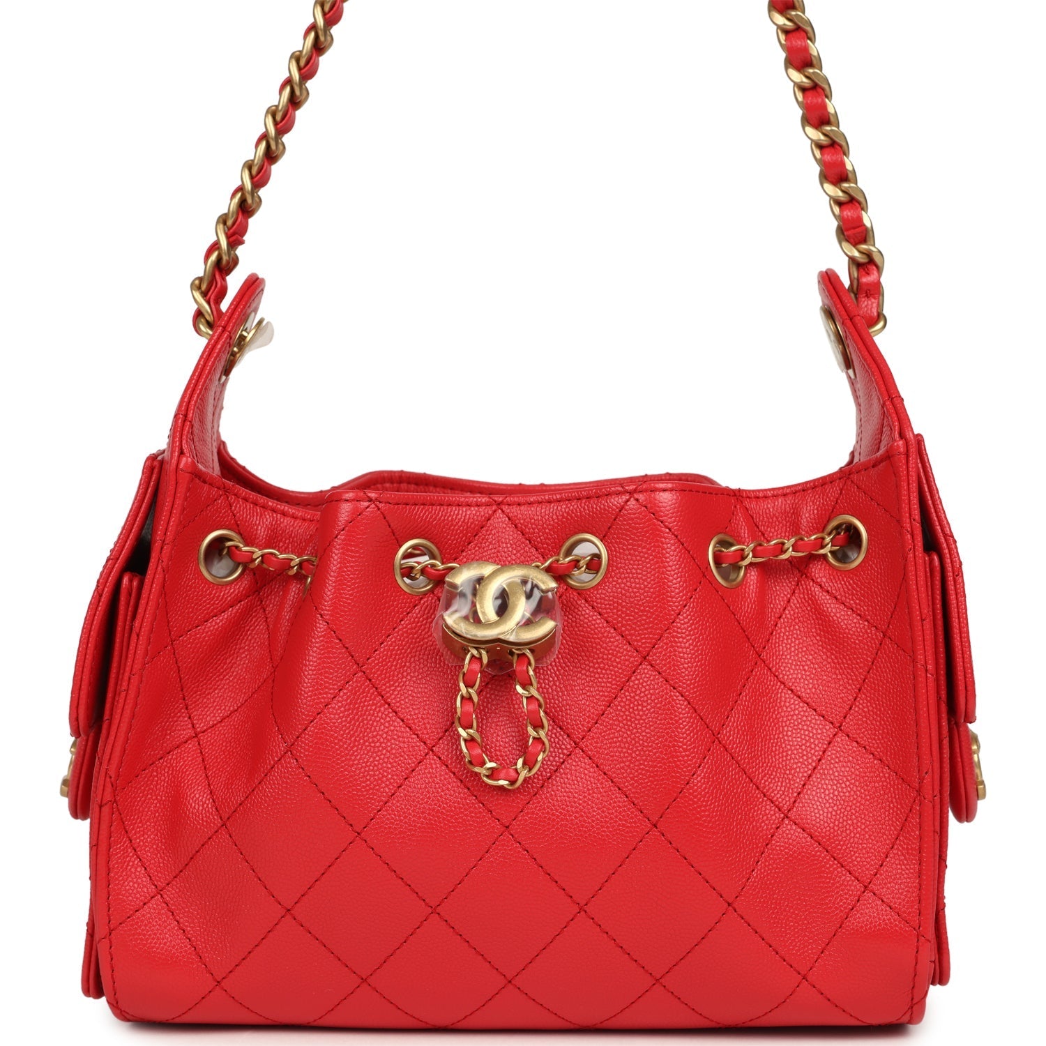 Mini 25 Hobo Bag Dark Red Caviar Antique Gold Hardware