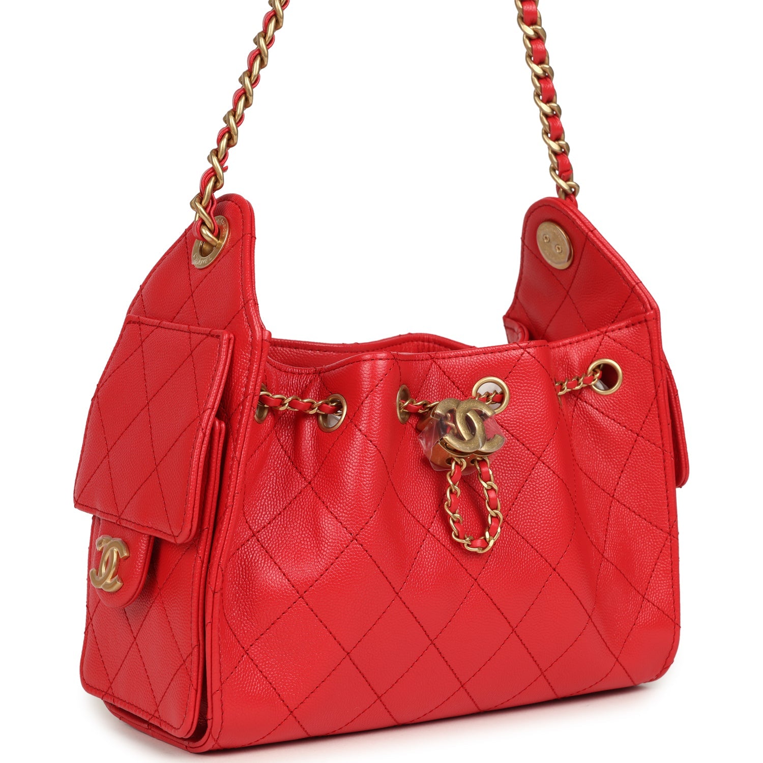 Mini 25 Hobo Bag Dark Red Caviar Antique Gold Hardware