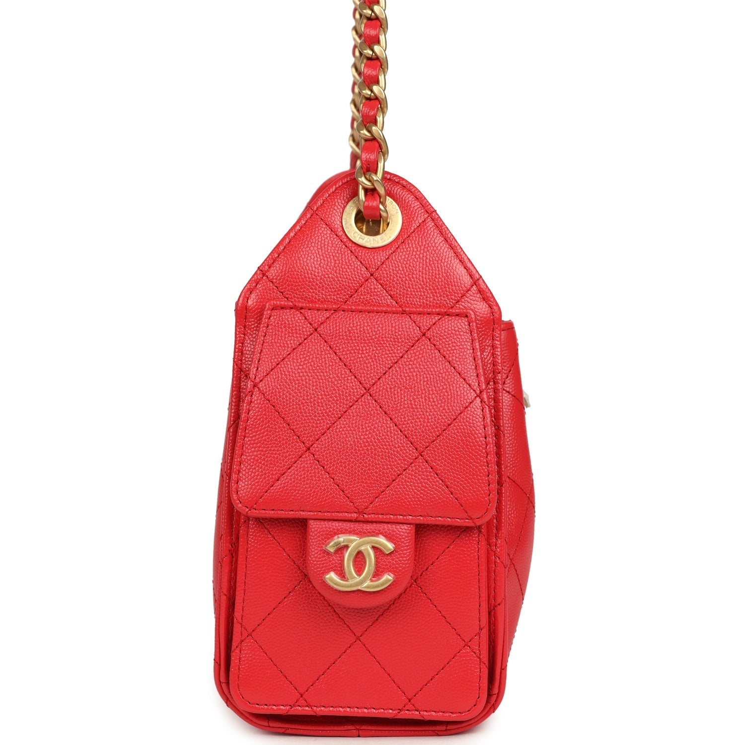 Mini 25 Hobo Bag Dark Red Caviar Antique Gold Hardware