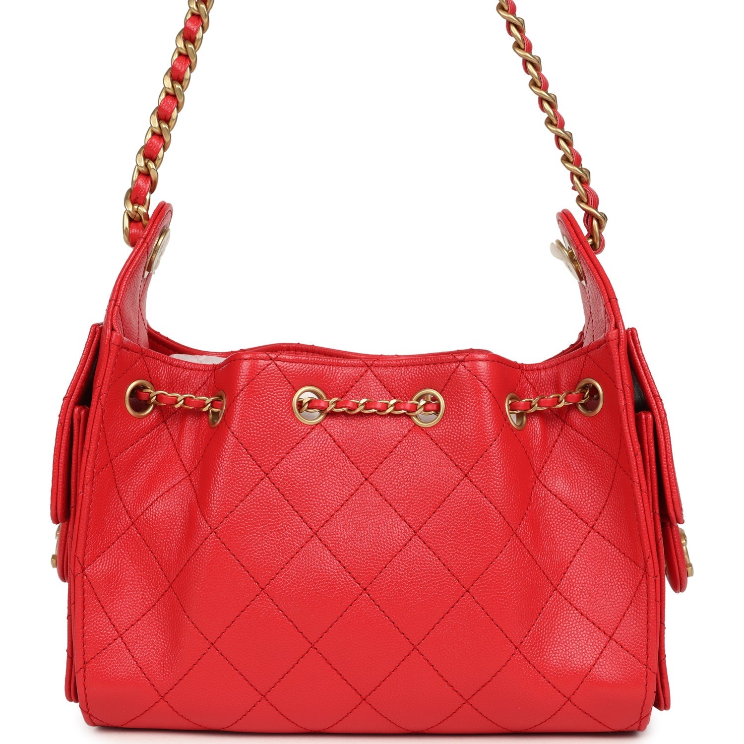 Mini 25 Hobo Bag Dark Red Caviar Antique Gold Hardware