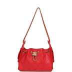 Mini 25 Hobo Bag Dark Red Caviar Antique Gold Hardware