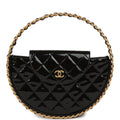 Hoop Bag Black Patent Leather Gold Hardware
