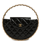 Hoop Bag Black Patent Leather Gold Hardware