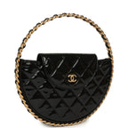 Hoop Bag Black Patent Leather Gold Hardware