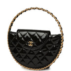 Hoop Bag Black Patent Leather Gold Hardware