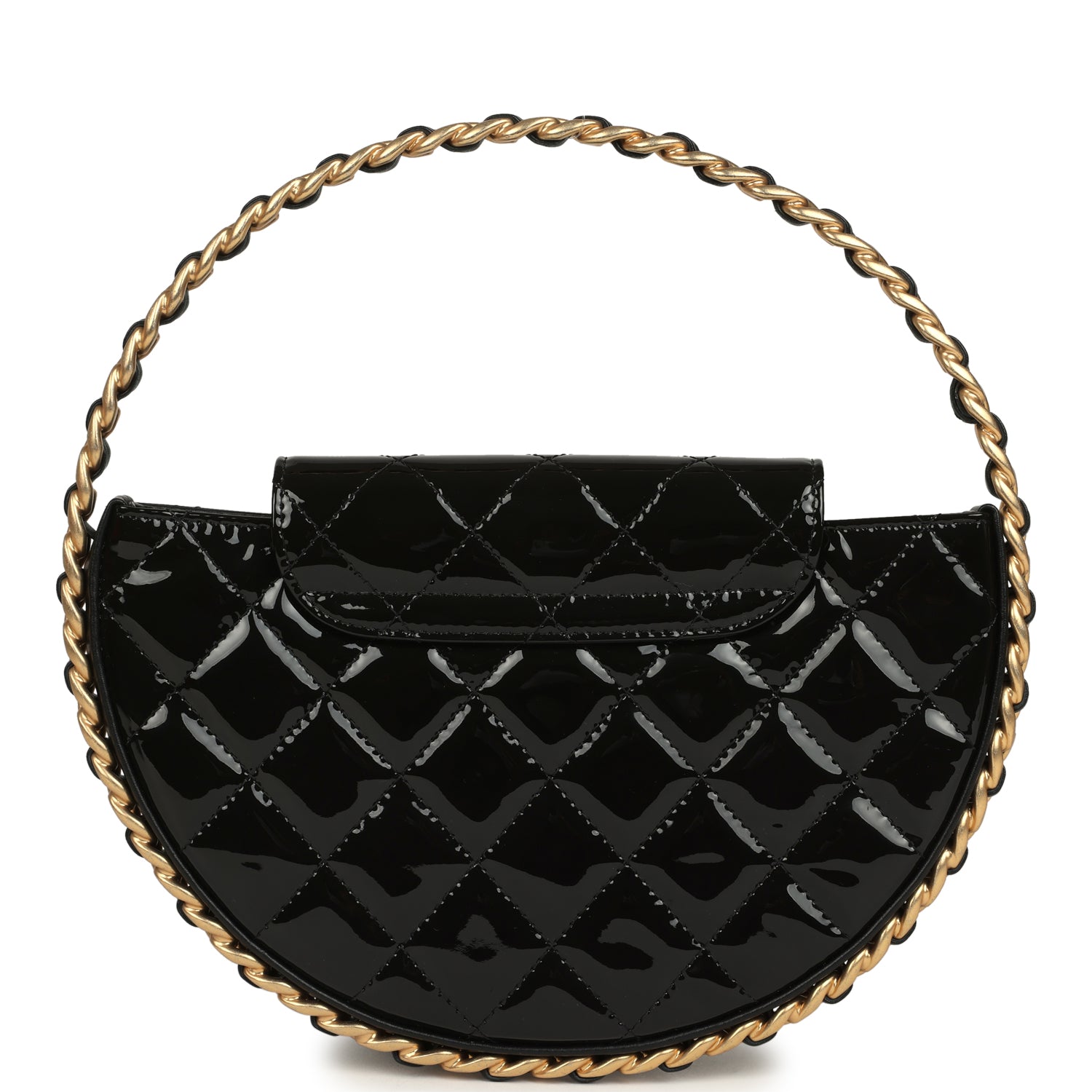 Hoop Bag Black Patent Leather Gold Hardware